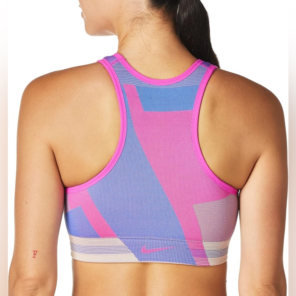 Nike dri-fit Pink & Purple Colorblock Longline Sports Bra medium runs small - Picture 2 of 6